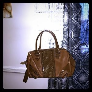 Joy.Miss vegan leather  tan and brown shoulder bag